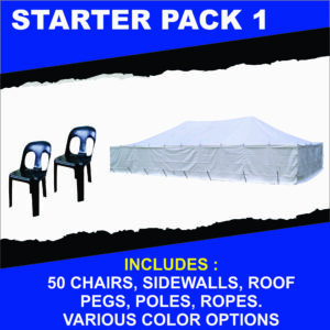 Starter Pack 6 -7m x 12m Pole Tent With 50 Chairs & 1 Table