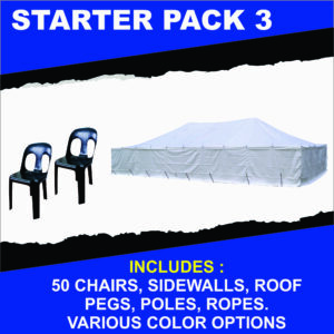 Starter Pack 4 - 7m x 12m Pole Tent With 50 Chairs & 1 Non Flush Plastic Toilet