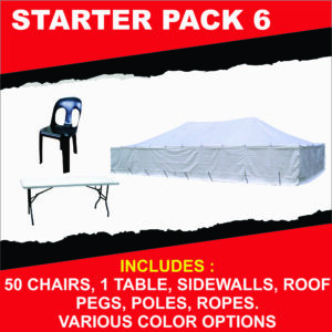Starter Pack 1 - 5m x 10m Pole Tent With 50 Chairs